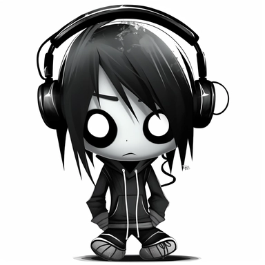 cartoon animated emo style dj white background clipart