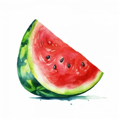watercolor colorful clipart of a juicy watermelon slice, hd, on white background