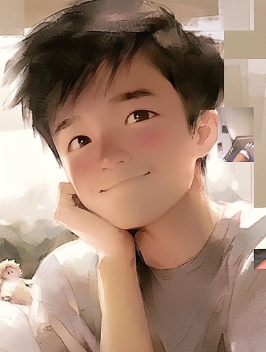 a Chinese cute boy, round eyes, charming face, stroke chin, portrait, minimalism, smiling, Watercolor Clipart, HAPPY, strybk, full Illustration, 8k, sharp focus, watercolor, smooth soft skin, symmetrical, soft lighting, detailed face, focused on the character, concept art, muted colors, watercolor style, strybk, children's style fairy tales, chibi kawaii, Octane rendering, 3d. Perfect face, detailed face, delicate face, perfect sharp lips, detailed eyes. Craig Davison, Aubrey Beardsley, Conrad R