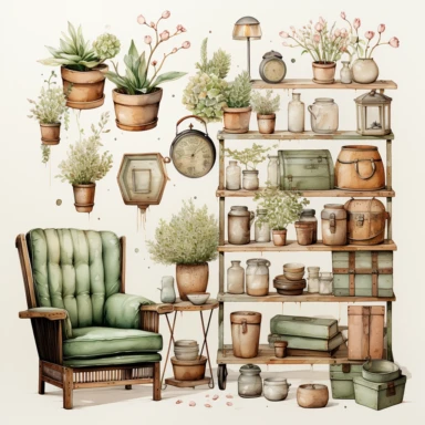 realistic watercolour effect, shabby chic , baby theme, clipart, soft and muted pastel nuances, white background