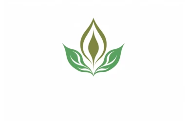 logo for heal yoga and meditation studio, two leafs in a silhouette that symbolizes balance, logo design, minimal, clipart style, vector art, white background