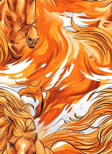 large horse running in the running clipart, in the style of light orange and light brown, airbrush art, dignified poses, strong facial expression, high resolution, chicano art