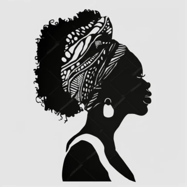Black Woman silhouette, Afro female, hairstyle, cartoon, vector, sharp focus, super detailed, illustration, 16:9, v4, q2, 16k, High quality, clipart