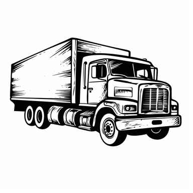 simple truck clipart, black and white