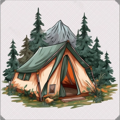 Square camping tent clipart