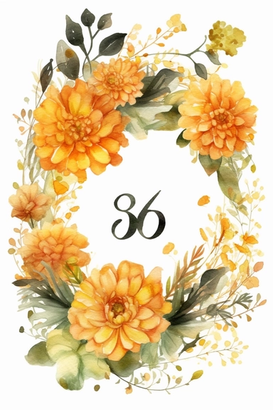 Halloween clipart, marigold Delicate watercolor illustration, White background, Cozy, clear picture, 8k, hd, isolatee on a white background, Wreath, Frame Clip Art