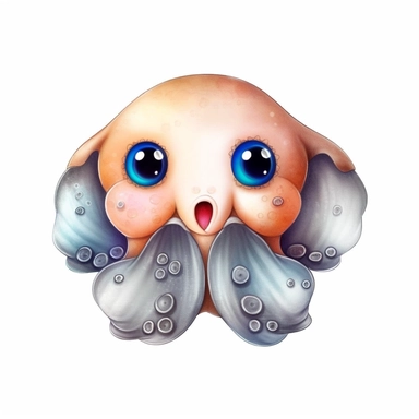 a dumbo octopus, deep-sea creature, knitted painting texture, Perfect for nursery art and children's book illustration style, simple, cute, full color, clipart, watercolor illustration, single object, high definition 8k, white background for removing background