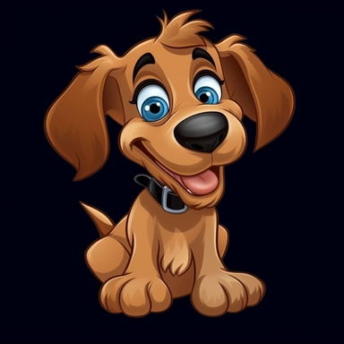 cute cartoon brown dog clipart, black background,--no cut off edges