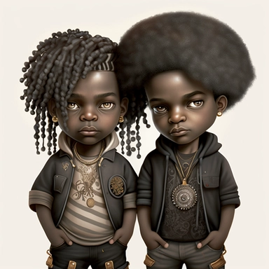 Black boys art, siblings , friends , dreadlocks , black boys clipart, cool black boy, twins png, brothers clipart, afro ,Full body with legs , Highly detailed close-up portrait , standing , Nicoletta Ceccoli, Mark Ryden, lostfish, Earl Nor, global lighting, divine rays, detailed and intricate surroundings, sf, intricate artwork masterpiece, ominous, matte painting movie poster, blue ratio, trending on cgsociety, intricate, epic, trending on artstation