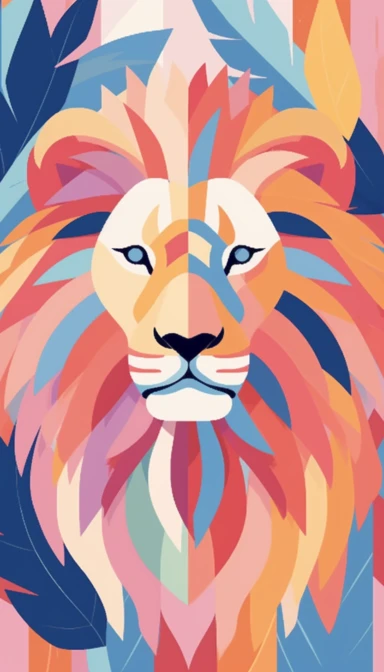 boho abstract Henri Matisse style illustratio clip arts vector illustration of LION pastel
