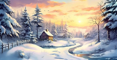 Adorable Winter scene, clipart, precision painting, vivid colours, white background, I can’t believe how beautiful this is