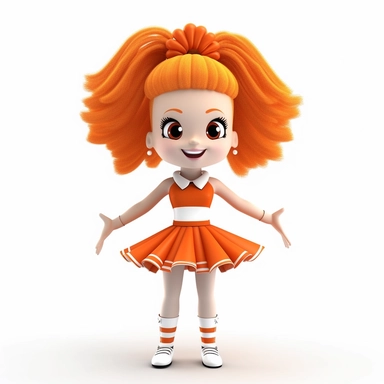 cartoon cheerleader clipart, solid white background