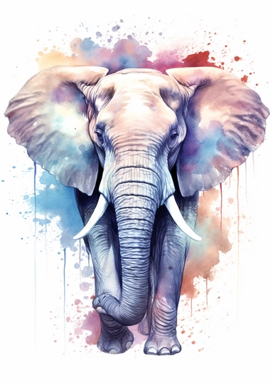 watercolor clipart, an Elephant, full body, Pastel, luminous, glowy, illustration, simple, pencil drawn, vivid colors, by amy sol and magali villeneuve and susan bourdet and ross tran, intricate, illustration, 8k, png, isolated on white background