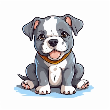 cute american bully dog clipart