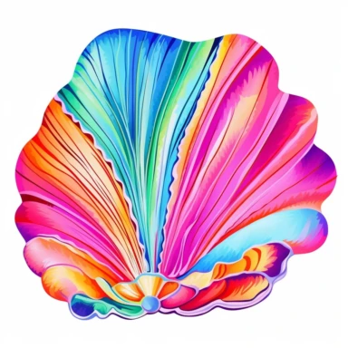 clam shell in the style of lilly pulitzer isolated on a white background, vibrant colors, in the style of clipart