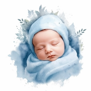 cute newborn soft blue boy babyshower, watercolor clipart, isolated white background, babyshower clipart, 8k, soft blue tones