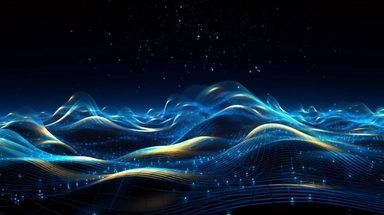 wavy blue lines electrical wiring electrical and computer network vector and clip art free, in the style of bokeh panorama, confetti-like dots, black background, surreal 3d landscapes, digitally manipulated, spiral vortex patterns, depth of field