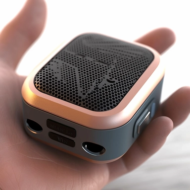 Similar small bluetooth speaker, can be clipped on the clothes, the appearance is simple and elegant, 4K, 1:1.