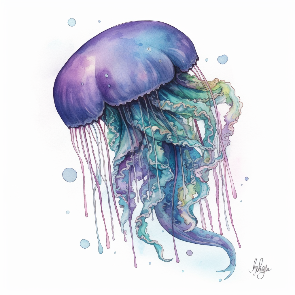 Watercolor, Jellyfish - Jellyfish Are Soft-bodied Creatures That Come ...