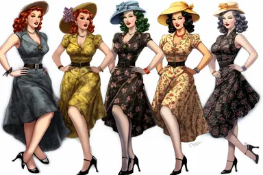 pin up calendar girls, clip art