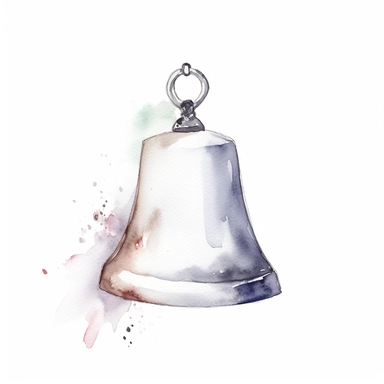 Watercolor cowbell clipart, white isolated background, space out, hd