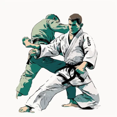 Two brazilian jiu jitsu fighting, clipart, white background