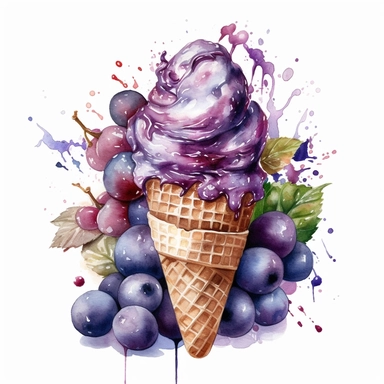 Indulge in the mouthwatering delight of a watercolor illustration capturing the essence of a luscious [grape] ice cream. This delightful clipart brings together the whimsy of a cartoon style with hyper-realistic details, creating a truly tempting treat for the eyes. Every brushstroke showcases intricate details, from the glistening texture of the ice cream to the vibrant red hues of the ripe [grape]. Isolated on a pristine white background, this high-quality artwork is perfect for various applic