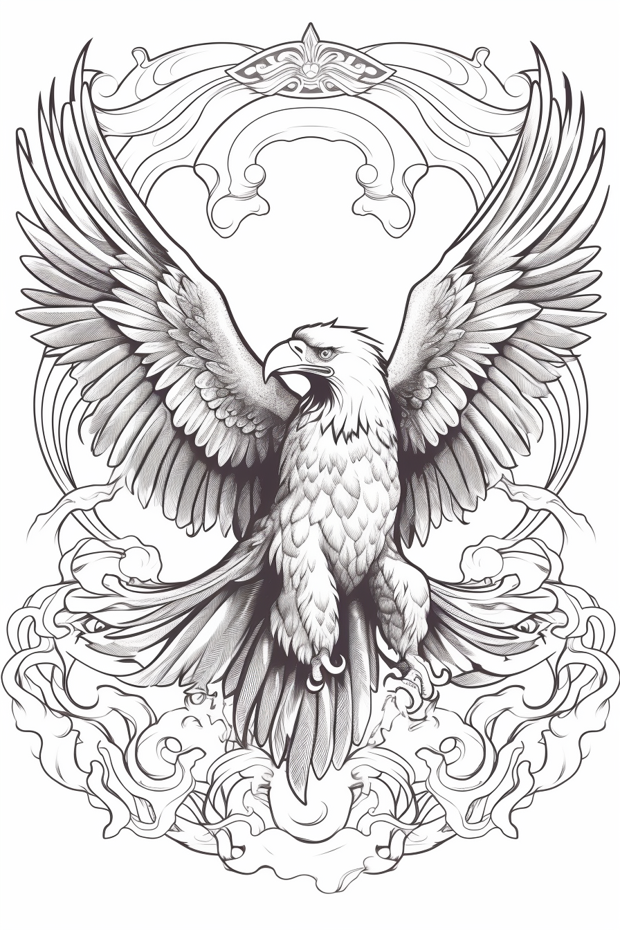 Free Hand Drawn Eagle with Banner Vector Image