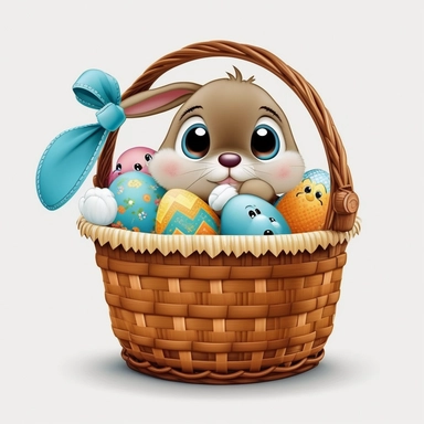 adorable easter basquet cartoon vector clipart in the style of disney pixar