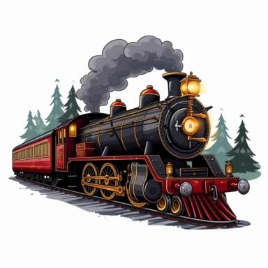 Hogwarts Express: A clipart of the Hogwarts Express steam train, the magical mode of transportation to the school sticker drawing clipart white background graphic vector