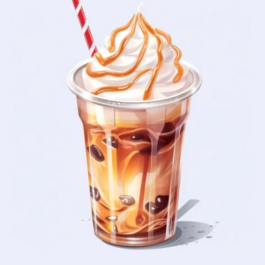 clipart of coffee cup. TRANSPARENT PLASTIC coffee cup with ice mocha latte in it. whipcream on top , straw , 2D VECTOR ART ,high detial, 8k