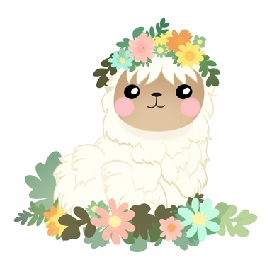 Cute Alpaca , Aquatic style, clipart, white background,