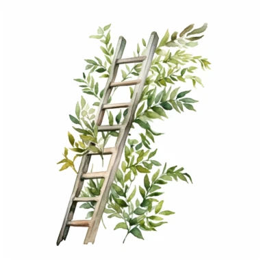 foliage ladder , watercolour clipart, white background