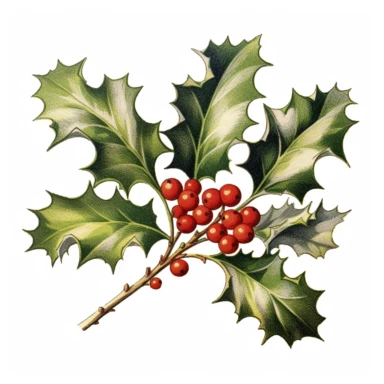 clipart with white background, holly branches, clearly defined separate image, high quality--ar3:4-no mockups, watermarks, numbers, writing, letters--q2--v5.1--s1000