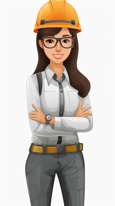 an engineer male or female, clipart style, white background