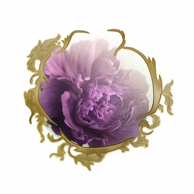 panoramic view, full view, purple, elegant, decorative, illustration clipart style, beautiful purple peony accent, sharp focus, romantic, fantasy, centered, high detail, transparent background, adjust aspect ration to see full image, (--iw 10)