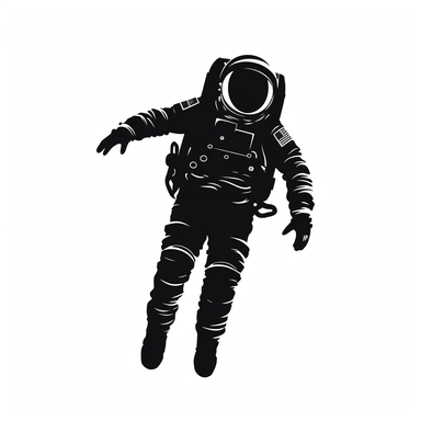 Astronaut floating in space galaxy silhouette vector flat simple identification symbol white backround white background minimalistic clipart png svg