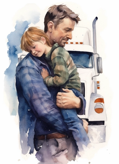 Truck driver Father's Day Clipart Watercolor