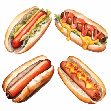 hot dog watercolor clipart set