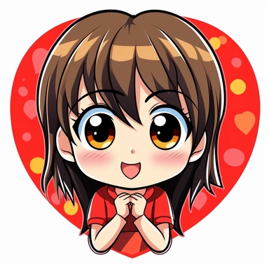 create some anime style clipart. make them meaning love kiddie style no background