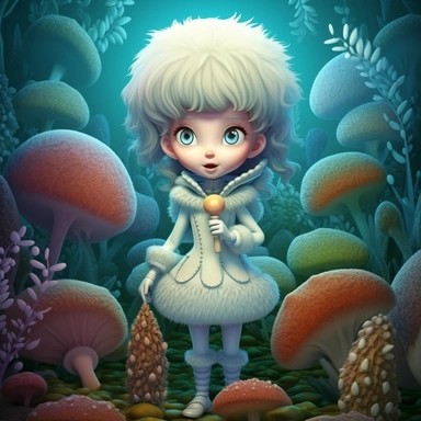 Cartoon kids , thinking expression, searching for clues ,holding a magnifying glass, crouching, in a magical forest . Vector clip art illustration with simple gradients. Each on a separate layer,