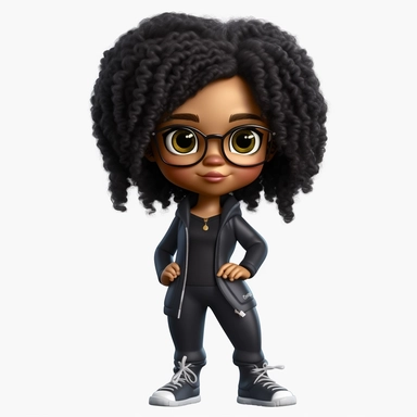 a black chibi girl incarnate in a 3d doctor costume PNG, Black hip hop girl png, Afro fashion girl black clipart, Dreadlock black girl png, magic black girl