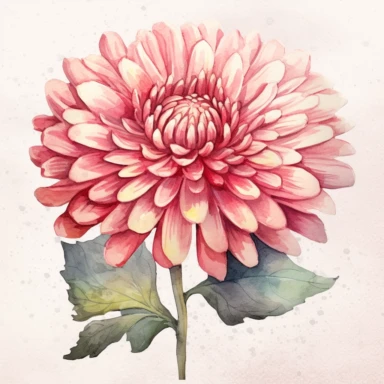Clipart, vintage, watercolor, Pink Mum flower illustration, hand drawn, texture