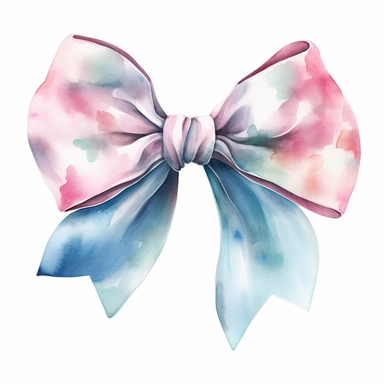 watercolor realistic hair bow single design clipart, white background, 8k