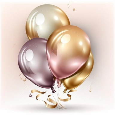 golden and pink birthday balloons, clipart