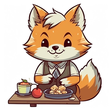 animal going to breakfast at school clip art vector, simple, thick cartoon lines, white background, anime style