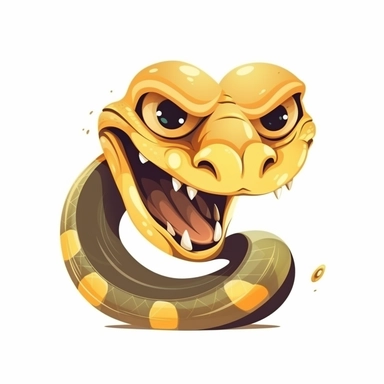 fantasy happy cute cobra face, cartoon, clipart, mascot, isolated on white background