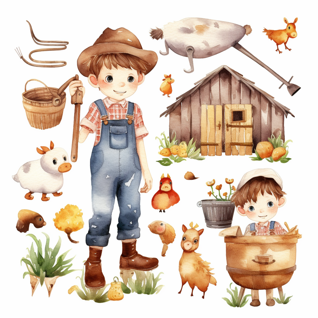boy farming cliparts