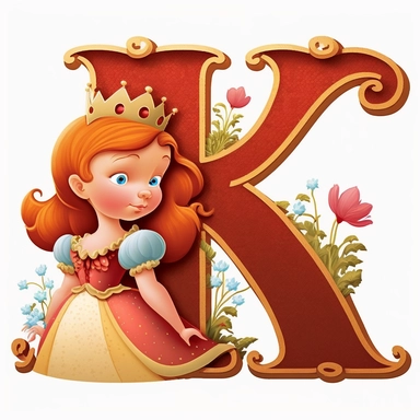 cute clipart for childrens book letter K happy disney princess theme