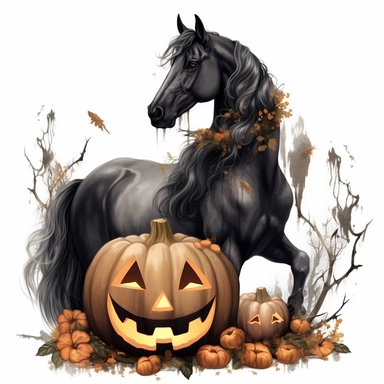 Halloween clipart , creepy horse clipart